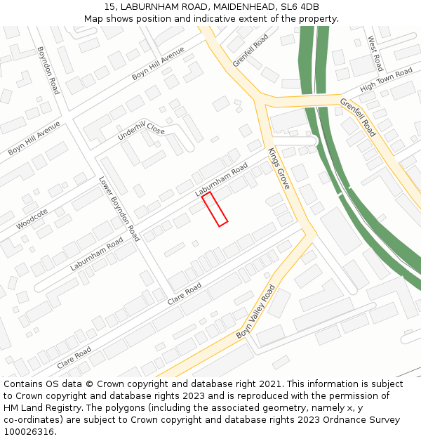 15, LABURNHAM ROAD, MAIDENHEAD, SL6 4DB: Location map and indicative extent of plot