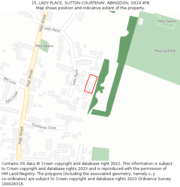 15, LADY PLACE, SUTTON COURTENAY, ABINGDON, OX14 4FB: Location map and indicative extent of plot