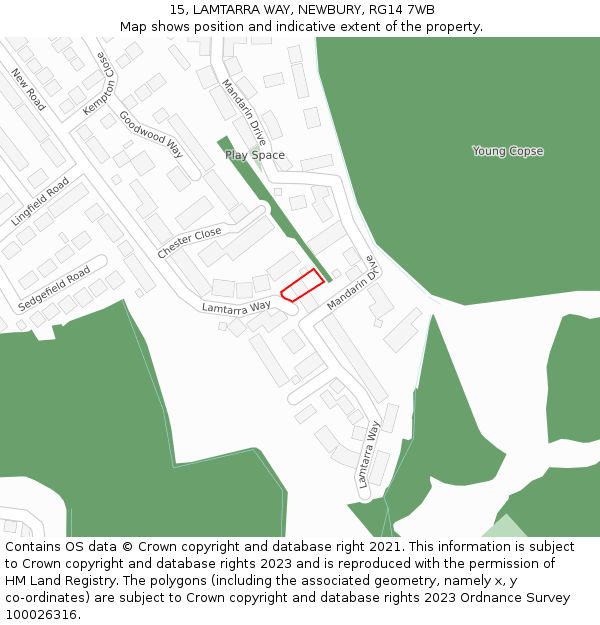 15, LAMTARRA WAY, NEWBURY, RG14 7WB: Location map and indicative extent of plot