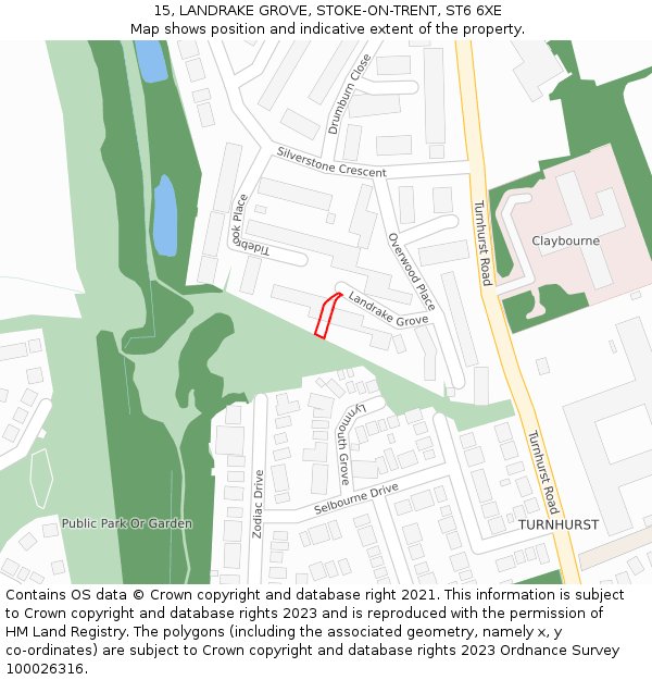 15, LANDRAKE GROVE, STOKE-ON-TRENT, ST6 6XE: Location map and indicative extent of plot