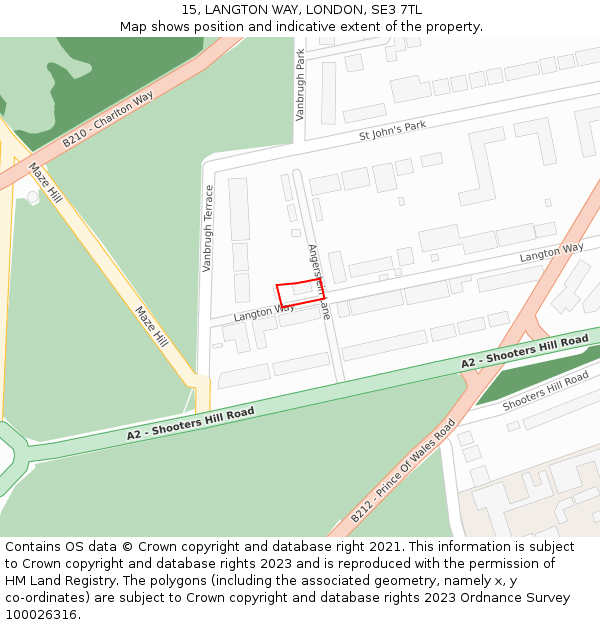 15, LANGTON WAY, LONDON, SE3 7TL: Location map and indicative extent of plot