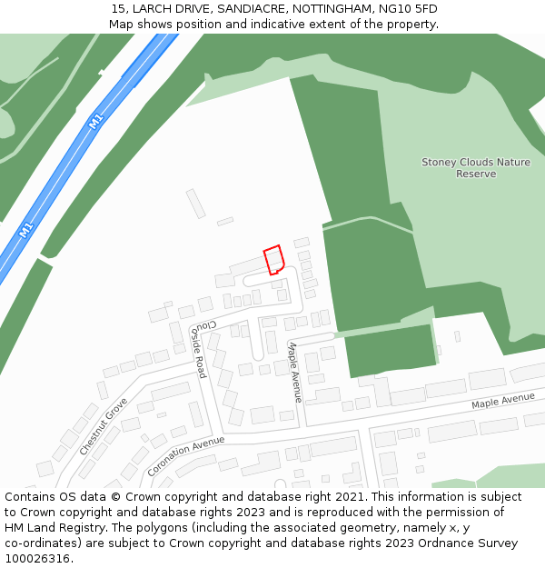 15, LARCH DRIVE, SANDIACRE, NOTTINGHAM, NG10 5FD: Location map and indicative extent of plot