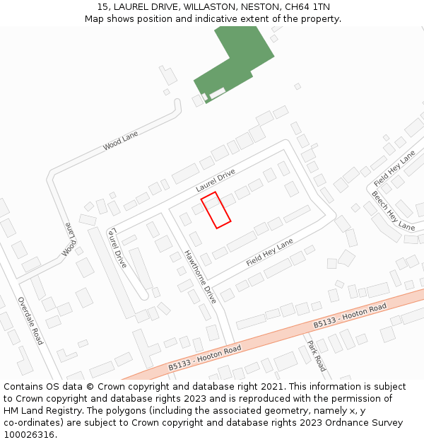 15, LAUREL DRIVE, WILLASTON, NESTON, CH64 1TN: Location map and indicative extent of plot