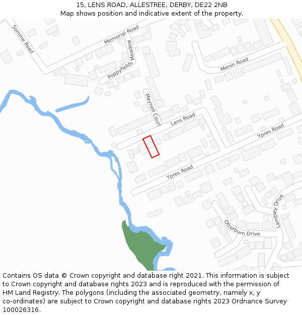 15, LENS ROAD, ALLESTREE, DERBY, DE22 2NB: Location map and indicative extent of plot
