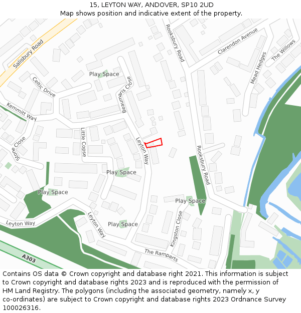 15, LEYTON WAY, ANDOVER, SP10 2UD: Location map and indicative extent of plot