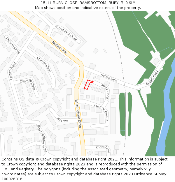 15, LILBURN CLOSE, RAMSBOTTOM, BURY, BL0 9LY: Location map and indicative extent of plot