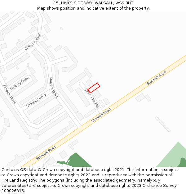 15, LINKS SIDE WAY, WALSALL, WS9 8HT: Location map and indicative extent of plot