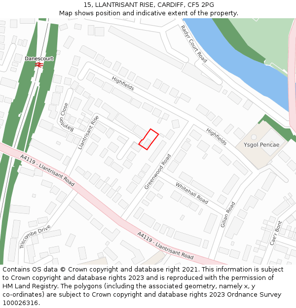 15, LLANTRISANT RISE, CARDIFF, CF5 2PG: Location map and indicative extent of plot