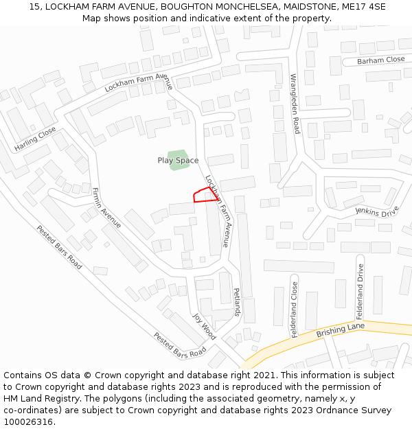 15, LOCKHAM FARM AVENUE, BOUGHTON MONCHELSEA, MAIDSTONE, ME17 4SE: Location map and indicative extent of plot