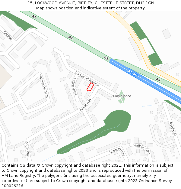 15, LOCKWOOD AVENUE, BIRTLEY, CHESTER LE STREET, DH3 1GN: Location map and indicative extent of plot