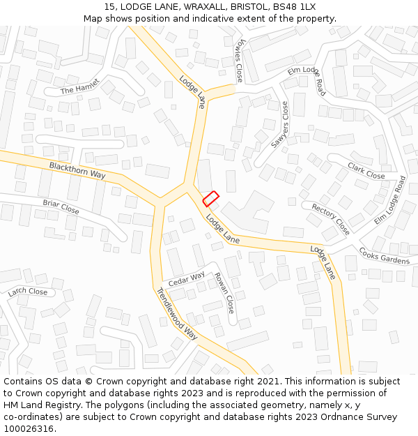 15, LODGE LANE, WRAXALL, BRISTOL, BS48 1LX: Location map and indicative extent of plot