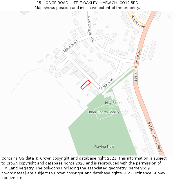 15, LODGE ROAD, LITTLE OAKLEY, HARWICH, CO12 5ED: Location map and indicative extent of plot