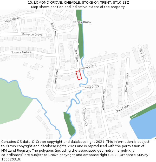 15, LOMOND GROVE, CHEADLE, STOKE-ON-TRENT, ST10 1SZ: Location map and indicative extent of plot