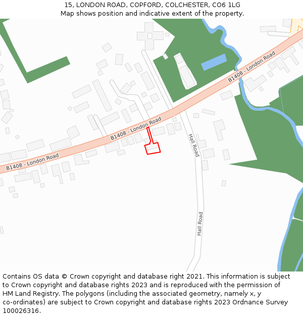 15, LONDON ROAD, COPFORD, COLCHESTER, CO6 1LG: Location map and indicative extent of plot