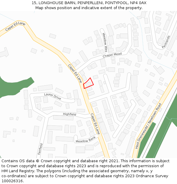 15, LONGHOUSE BARN, PENPERLLENI, PONTYPOOL, NP4 0AX: Location map and indicative extent of plot