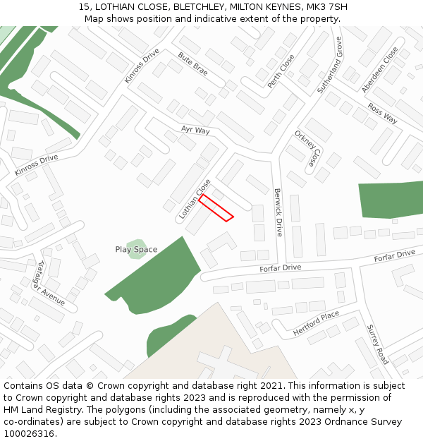 15, LOTHIAN CLOSE, BLETCHLEY, MILTON KEYNES, MK3 7SH: Location map and indicative extent of plot