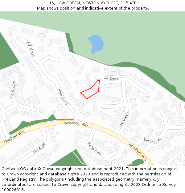 15, LOW GREEN, NEWTON AYCLIFFE, DL5 4TR: Location map and indicative extent of plot