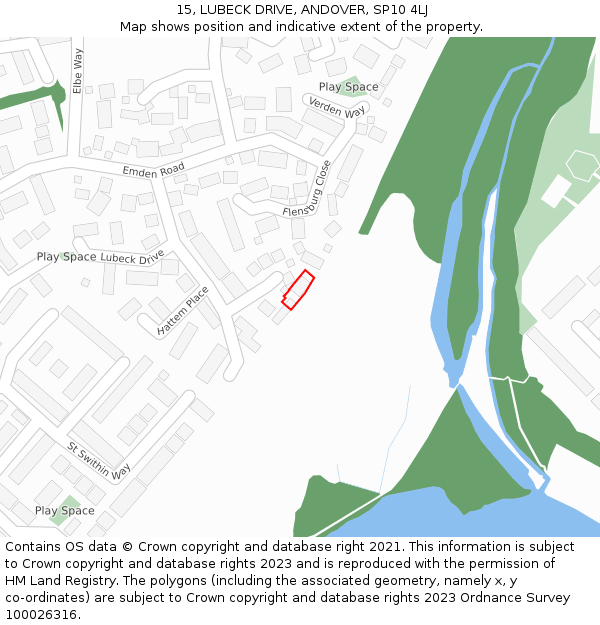 15, LUBECK DRIVE, ANDOVER, SP10 4LJ: Location map and indicative extent of plot