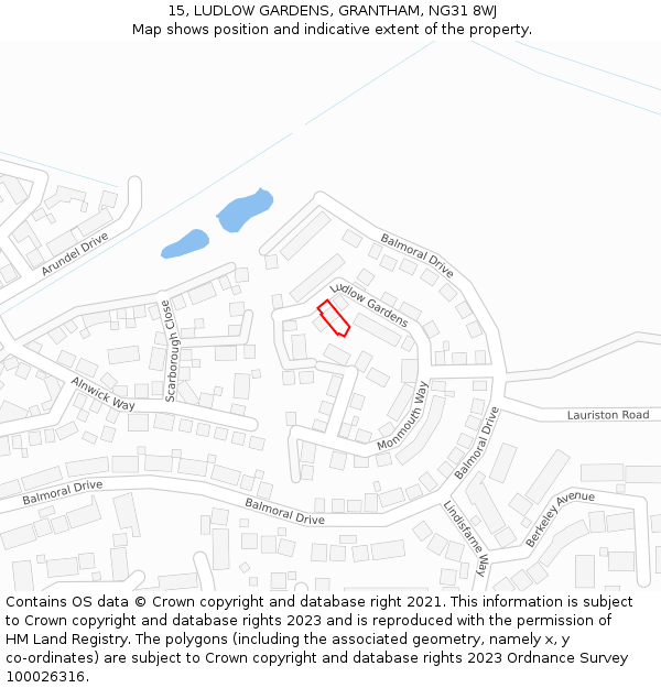 15, LUDLOW GARDENS, GRANTHAM, NG31 8WJ: Location map and indicative extent of plot