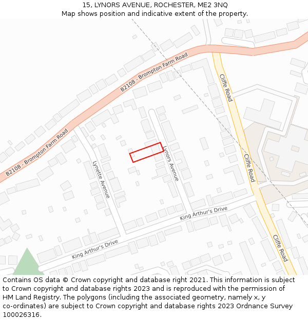 15, LYNORS AVENUE, ROCHESTER, ME2 3NQ: Location map and indicative extent of plot