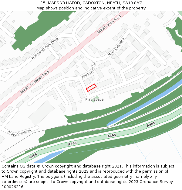 15, MAES YR HAFOD, CADOXTON, NEATH, SA10 8AZ: Location map and indicative extent of plot