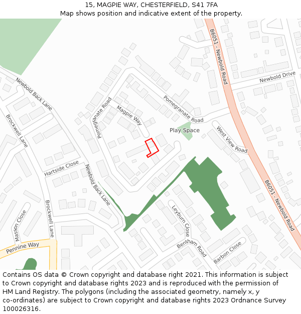 15, MAGPIE WAY, CHESTERFIELD, S41 7FA: Location map and indicative extent of plot