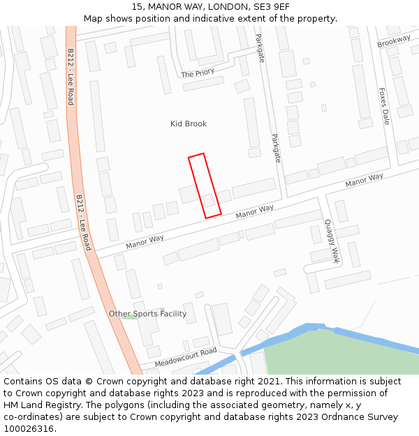 15, MANOR WAY, LONDON, SE3 9EF: Location map and indicative extent of plot