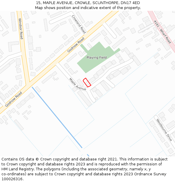 15, MAPLE AVENUE, CROWLE, SCUNTHORPE, DN17 4ED: Location map and indicative extent of plot