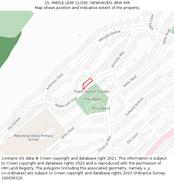 15, MAPLE LEAF CLOSE, NEWHAVEN, BN9 9YA: Location map and indicative extent of plot