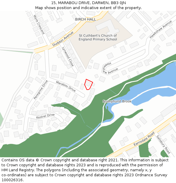 15, MARABOU DRIVE, DARWEN, BB3 0JN: Location map and indicative extent of plot