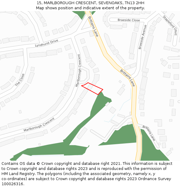 15, MARLBOROUGH CRESCENT, SEVENOAKS, TN13 2HH: Location map and indicative extent of plot