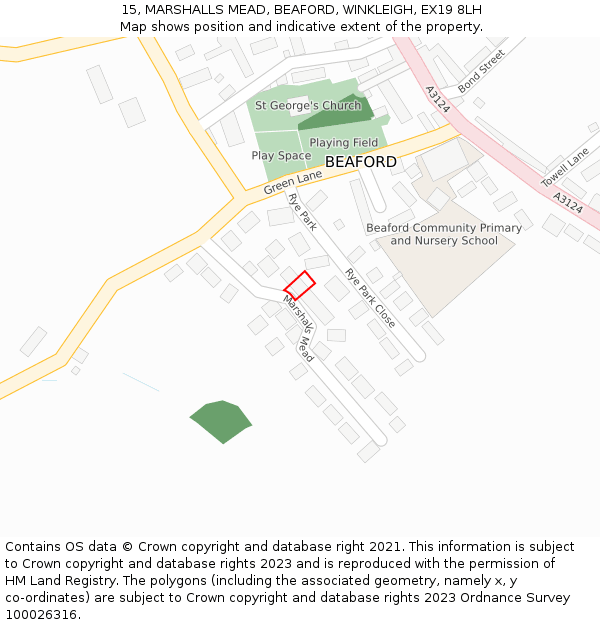 15, MARSHALLS MEAD, BEAFORD, WINKLEIGH, EX19 8LH: Location map and indicative extent of plot