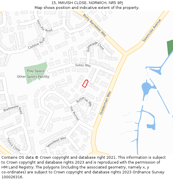 15, MAVISH CLOSE, NORWICH, NR5 9PJ: Location map and indicative extent of plot