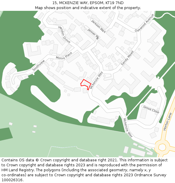 15, MCKENZIE WAY, EPSOM, KT19 7ND: Location map and indicative extent of plot