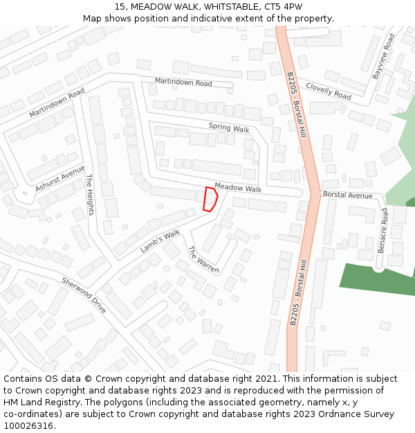 15, MEADOW WALK, WHITSTABLE, CT5 4PW: Location map and indicative extent of plot