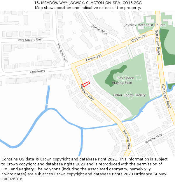 15, MEADOW WAY, JAYWICK, CLACTON-ON-SEA, CO15 2SG: Location map and indicative extent of plot