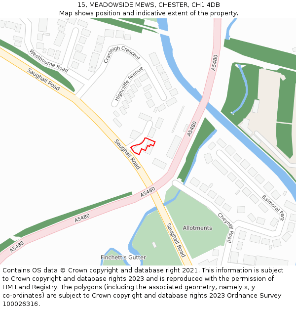 15, MEADOWSIDE MEWS, CHESTER, CH1 4DB: Location map and indicative extent of plot