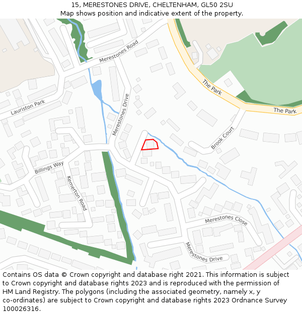 15, MERESTONES DRIVE, CHELTENHAM, GL50 2SU: Location map and indicative extent of plot