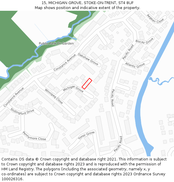 15, MICHIGAN GROVE, STOKE-ON-TRENT, ST4 8UF: Location map and indicative extent of plot