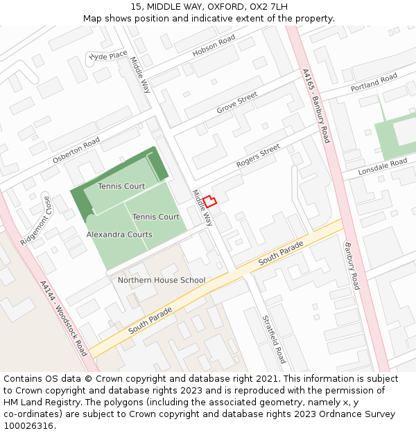 15, MIDDLE WAY, OXFORD, OX2 7LH: Location map and indicative extent of plot