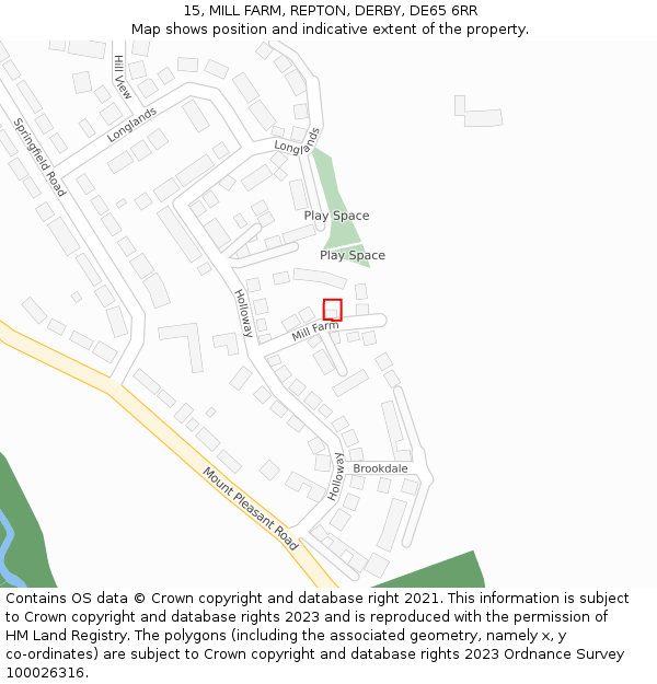 15, MILL FARM, REPTON, DERBY, DE65 6RR: Location map and indicative extent of plot