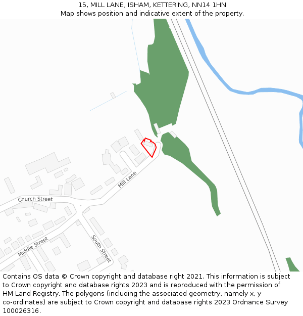 15, MILL LANE, ISHAM, KETTERING, NN14 1HN: Location map and indicative extent of plot