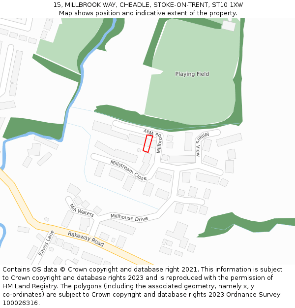 15, MILLBROOK WAY, CHEADLE, STOKE-ON-TRENT, ST10 1XW: Location map and indicative extent of plot