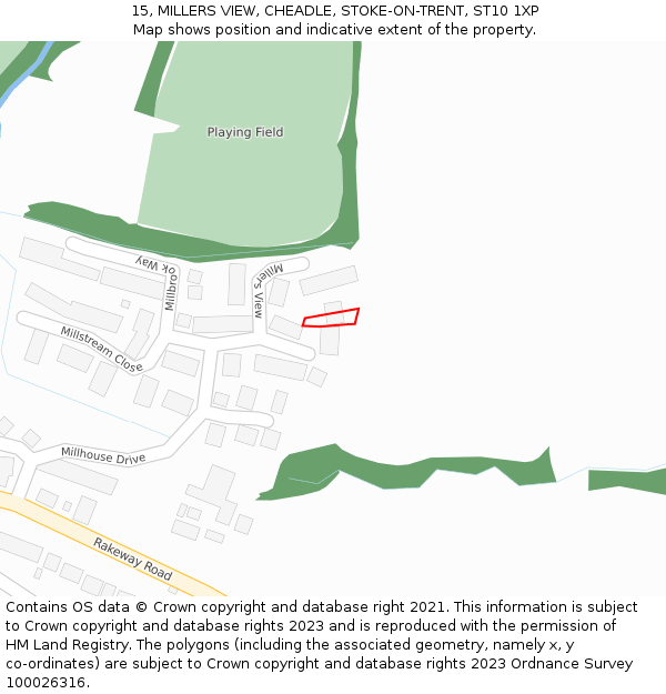 15, MILLERS VIEW, CHEADLE, STOKE-ON-TRENT, ST10 1XP: Location map and indicative extent of plot