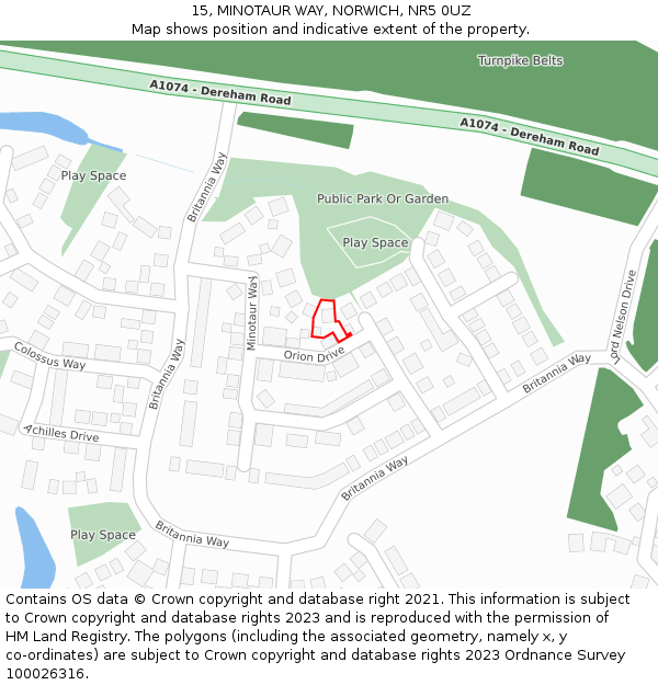 15, MINOTAUR WAY, NORWICH, NR5 0UZ: Location map and indicative extent of plot