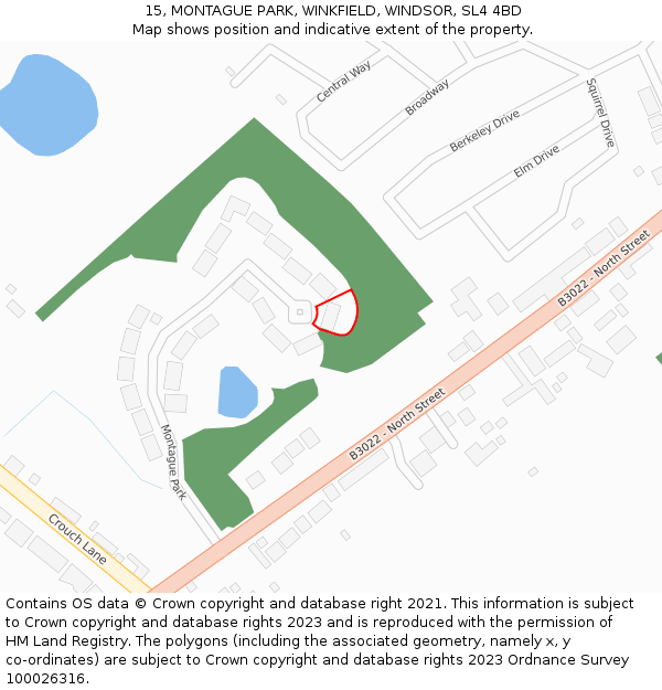 15, MONTAGUE PARK, WINKFIELD, WINDSOR, SL4 4BD: Location map and indicative extent of plot