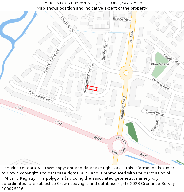 15, MONTGOMERY AVENUE, SHEFFORD, SG17 5UA: Location map and indicative extent of plot