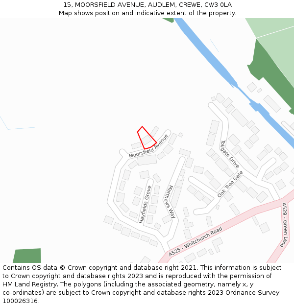 15, MOORSFIELD AVENUE, AUDLEM, CREWE, CW3 0LA: Location map and indicative extent of plot