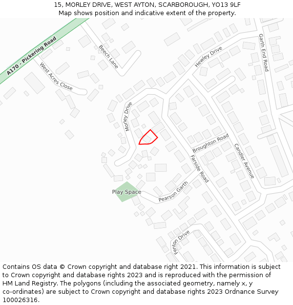 15, MORLEY DRIVE, WEST AYTON, SCARBOROUGH, YO13 9LF: Location map and indicative extent of plot