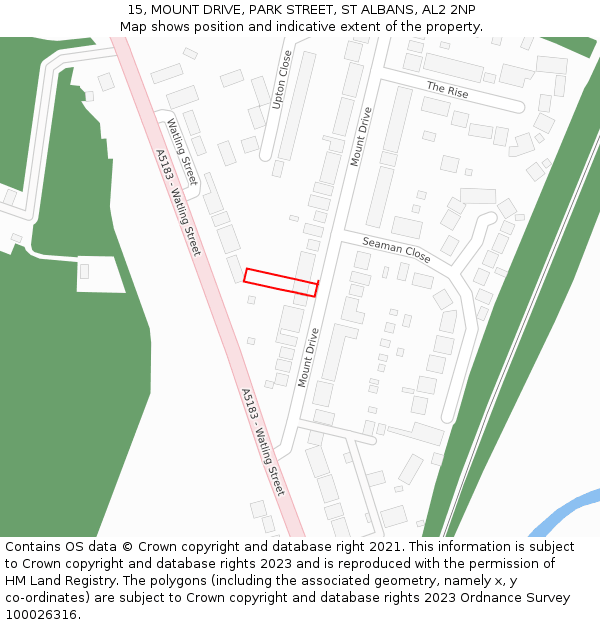 15, MOUNT DRIVE, PARK STREET, ST ALBANS, AL2 2NP: Location map and indicative extent of plot